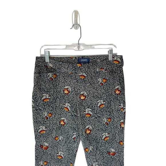Old Navy Blue White Floral Print Office Work Career Mid-Rise Pixie Pants Size 10 - Picture 4 of 12